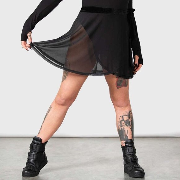 KILLSTAR Margot sheer mesh wrap skirt - Picture 2 of 4